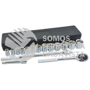 140444 JUEGO DE DADOS Y ACCESORIOS CUADRO DE 1/2" EN PULGADAS, 16 PIEZAS FOY