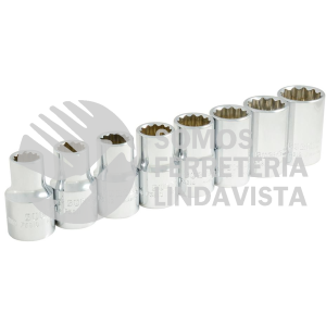 S01S JUEGO DE 8 DADOS EN PULGADAS CUADRO DE 1/2", 12 PUNTAS, EN RIEL SURTEK