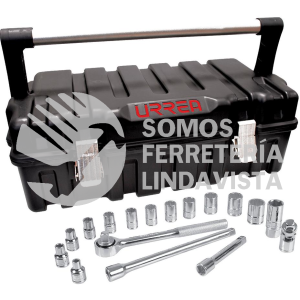 54P17 JUEGO DE DADOS Y ACCESORIOS CUADRO DE 1/2" EN PULGADAS, 18 PIEZAS URREA