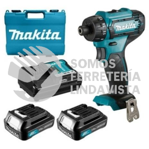 DF033DWYE ATORNILLADOR TALADRO 3/8" V V R 0-450 0-1,700 RPM LI-ION 2 BAT 1 5 AH Y CARG LUZ BROQ ZANCO HEX MALETIN 12V MAKITA