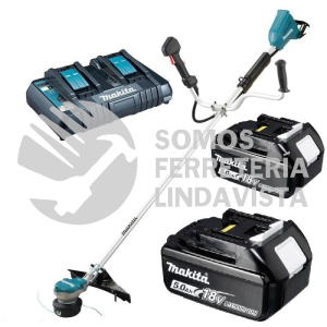 DUR368AZ DESBROZADORA INALAMBRICA V V R 3 VEL 5,000-6,500 RPM IND BAT, LI-ION 2 BAT 5 0 A H C/IND Y CARG DOBLE MANGO "U" C/FRENO 18V + 18V 36V MAKITA