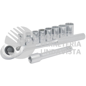 JBUA01S JUEGO DE DADOS Y ACCESORIOS CUADRO DE 1/2" EN PULGADAS, 10 PIEZAS URREA
