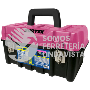 CPS17K CAJA PORTAHERRAMIENTAS PLASTICA CON BROCHES METALICOS Y TAPA ROSA 17" X 9" X 8" SURTEK