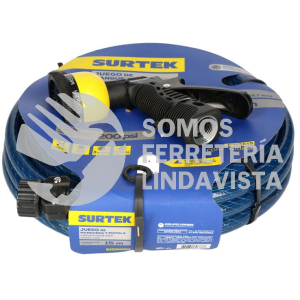 JM12S15 MANGUERA PARA JARDIN TEJIDO SPIDER 1/2", 15 M CON PISTOLA PARA RIEGO SURTEK