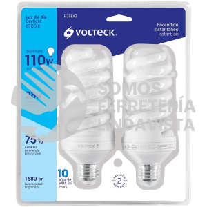 48004 F-28EX2 PACK 2 LAMPARAS ESPIRAL T4 28 W LUZ DE DIA BLISTER VOLTECK