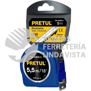 28023 PRO-55MEB-A FLEXOMETRO AZUL 5.5 M CINTA 25 MM EN TARJETA PRETUL
