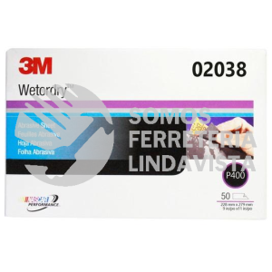 02038 LIJA DE AGUA ABRASIVA DE 9"X11" WETORDRY GRANO 400 3M