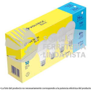 28004 LED-40FBX4 PACK DE 4 LAMPARAS DE LED A19 6 W LUZ DE DIA CAJA BASIC VOLTECK