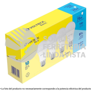 28005 LED-60FBX4 PACK DE 4 LAMPARAS DE LED A19 8 W LUZ DE DIA CAJA BASIC VOLTECK
