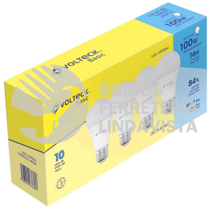 28008 LED-125FBX4 PACK DE 4 LAMPARAS DE LED A19 16 W LUZ DE DIA CAJA BASIC VOLTECK