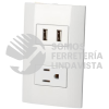 P432B PLACA 1 CONTACTO 1 USB DOBLE 1/3, LINEA AMERICANA, COLOR BLANCO SURTEK