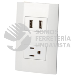 P432B PLACA 1 CONTACTO 1 USB DOBLE 1/3, LINEA AMERICANA, COLOR BLANCO SURTEK
