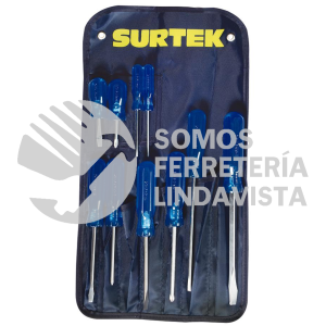 D02P JUEGO DE DESTORNILLADORES CON MANGO AZUL COMBINADOS, 10 PIEZAS SURTEK
