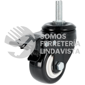 RVNE6B RODAJA DE PVC NEGRO CON ESPIGA ROSCADA CON FRENO 2-1/2" SURTEK