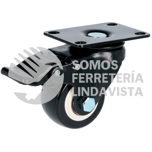 RVN5B RODAJA DE PVC NEGRO CON PLACA GIRATORIA CON FRENO 2" SURTEK