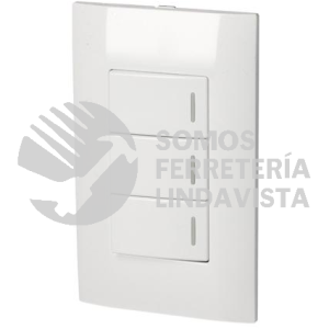 P423B PLACA 3 SWITCH 1/3, LINEA AMERICANA, COLOR BLANCO SURTEK