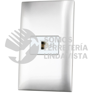 P434P PLACA 1 TOMA PARA TELEFONO 1/3, LINEA AMERICANA, COLOR PLATA SURTEK