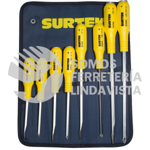 D400G JUEGO DE DESTORNILLADORES CON MANGO AMARILLO DE GOLPE COMBINADOS, 8 PIEZAS SURTEK