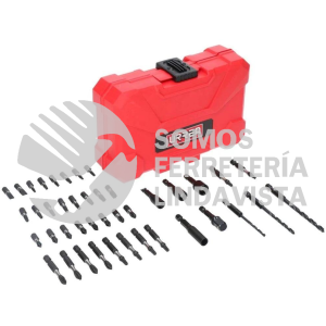 JUP42A JUEGO DE PUNTAS Y ACCESORIOS CON SISTEMA DE AMORTIGUACION DE IMPACTO, 42 PIEZAS URREA
