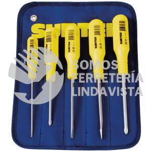D400A JUEGO DE DESTORNILLADORES CON MANGO AMARILLO COMBINADOS, 5 PIEZAS SURTEK