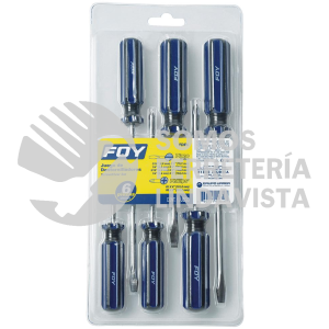 FDE6 JUEGO DE DESTORNILLADORES CON MANGO DE PVC COMBINADOS, 6 PIEZAS FOY