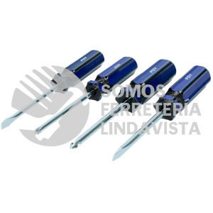 FDE4 JUEGO DE DESTORNILLADORES CON MANGO DE PVC COMBINADOS, 4 PIEZAS FOY