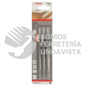 33523/7519 SEGUETA PARA CALADORA MADERA T234X HCS 2-6.5MM CON 3 PIEZAS BOSCH
