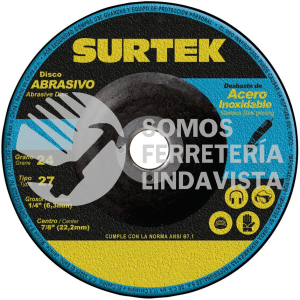 128201 DISCO ABRASIVO TIPO 27 PARA METAL 7" X 1/4" SURTEK