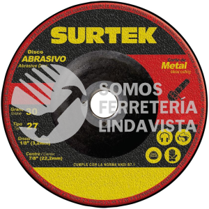 123326 DISCO ABRASIVO TIPO 27 PARA METAL 7" X 1/8" SURTEK