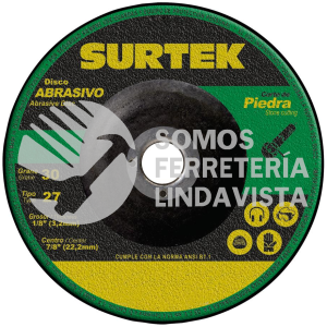123331 DISCO ABRASIVO TIPO 27 PARA PIEDRA 7" X 1/8" SURTEK
