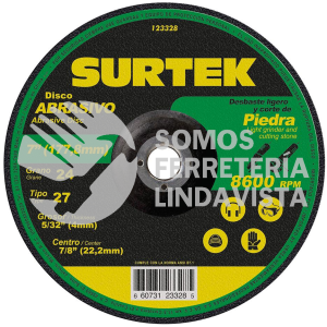 123328 DISCO ABRASIVO TIPO 27 PARA PIEDRA 7" X 5/32" SURTEK