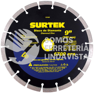 123468 DISCO DE DIAMANTE SEGMENTADO, 9" SURTEK
