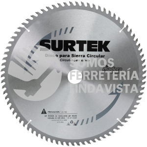 120623 DISCO PARA SIERRA CIRCULAR PARA CORTE MADERA 80 DIENTES, 10" SURTEK