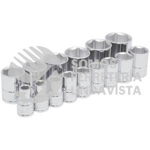 54110 JUEGO DE DADOS CUADRO DE 1/2", 6 PUNTAS, EN PULGADAS, 15 PIEZAS URREA