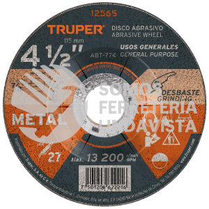 12565 ABT-774 DISCO TIPO 27 DE 4-1/2" X 6.4 MM PARA DESBASTE DE METAL TRUPER