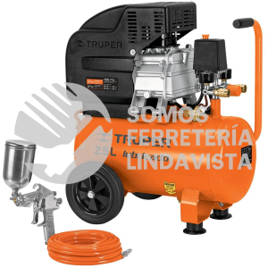 100300 COMP-KIT25 KIT COMPRESOR 25 L 3 HP MANGUERA DE PVC Y PISTOLA TRUPER