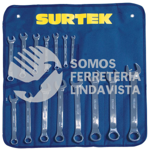 100563 JUEGO DE 15 LLAVES COMBINADAS PULIDO ESPEJO METRICAS, 12 PUNTAS SURTEK