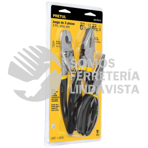 23976 JGO-PIN-3C JUEGO DE 1 PINZA DE 6" Y 2 DE 8" MANGO DE VINIL PRETUL