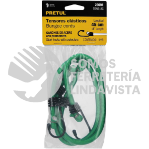 25091 TENS-2C BOLSA CON 2 TENSORES ELASTICOS VERDES DE 45 CM PRETUL