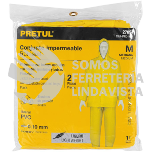 27094 TRA-PRO-M-P CONJUNTO IMPERMEABLE LIGERO DE PVC TALLA M PRETUL