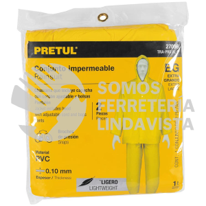27096 TRA-PRO-XL-P CONJUNTO IMPERMEABLE LIGERO DE PVC TALLA XG PRETUL