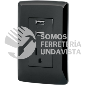 47590 COUSB-IN CONTACTO ATERRIZADO + 2 PUERTOS USB NEGRO LINEA ITALIANA VOLTECK
