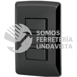 47595 PA-APTR-IN PLACA ARMADA 3 INTERRUPTORES SENCILLOSNEGRO LINEA ITALIANA VOLTECK