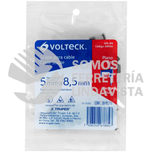 48034 GPL-8N BOLSA CON 20 GRAPAS NEGRAS DE 5 X 8.5 MM PARA CABLE PLANO VOLTECK