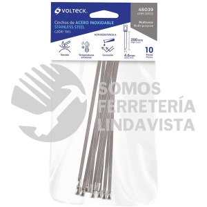 48039 CINM-20020 BOLSA CON 10 CINCHOS DE 20 CM DE ACERO INOXIDABLE 99 LB VOLTECK