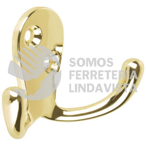 48356 PEPU-21 GANCHO DOBLE TIPO PERCHERO LATON BRILLANTE HERMEX