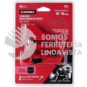 49623 CB-100 CANDADO PARA DISCO DE MOTOCICLETA PERNO DE 10 MM HERMEX