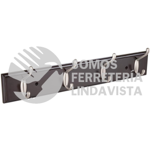 49624 PEPU-44 PERCHERO NEGRO PARA PARED CON 4 GANCHOS SATINADOS HERMEX