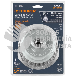 100856 CT-612MRX CARDA COPA 5" ALAMBRE TRENZADO GRUESO MULTI-ROSCA TRUPER