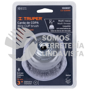 100857 CO-508MR CARDA COPA 3" ALAMBRE ONDULADO FINO MULTI-ROSCA TRUPER